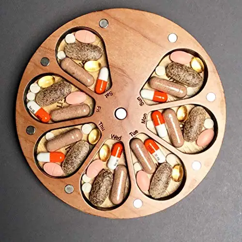 7 дней AM/PM Вишневый орех манго деревянная коробка для таблеток с горкой