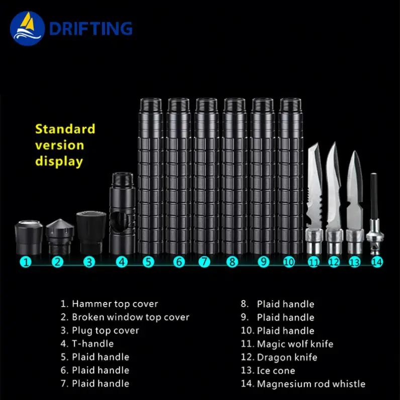 2019 Wholesale Mountaineering Leisure Travel Sports Self Defense Tactical Walking Stick With Sword