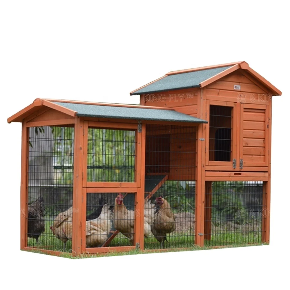 Outdoor Wooden Chicken Coop  With Hot Galvanized with PVC coated wire mesh