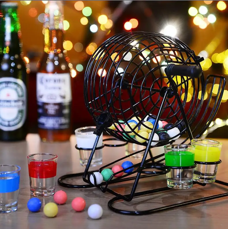 6 Different Color Shot Glasses 6 Color Balls Metal Cage Drunk Drinking Bingo Game Set for Adult Fun Beer Drinking Game Party