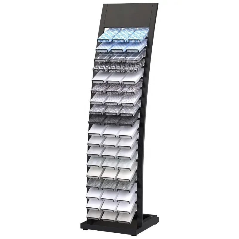 Large Capacity 15-Layers Metal Showroom Stone Sample Flooring Stand Ceramic Tile Display Rack