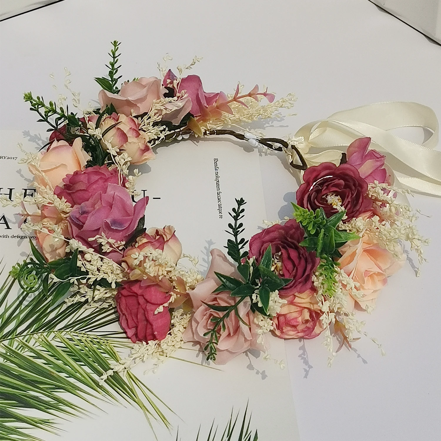 Fairy Flower Headband With Flower Girls Floral Wreath Headband Hair Bands Women Wedding Birthday Floral Hair Hoop Headwear