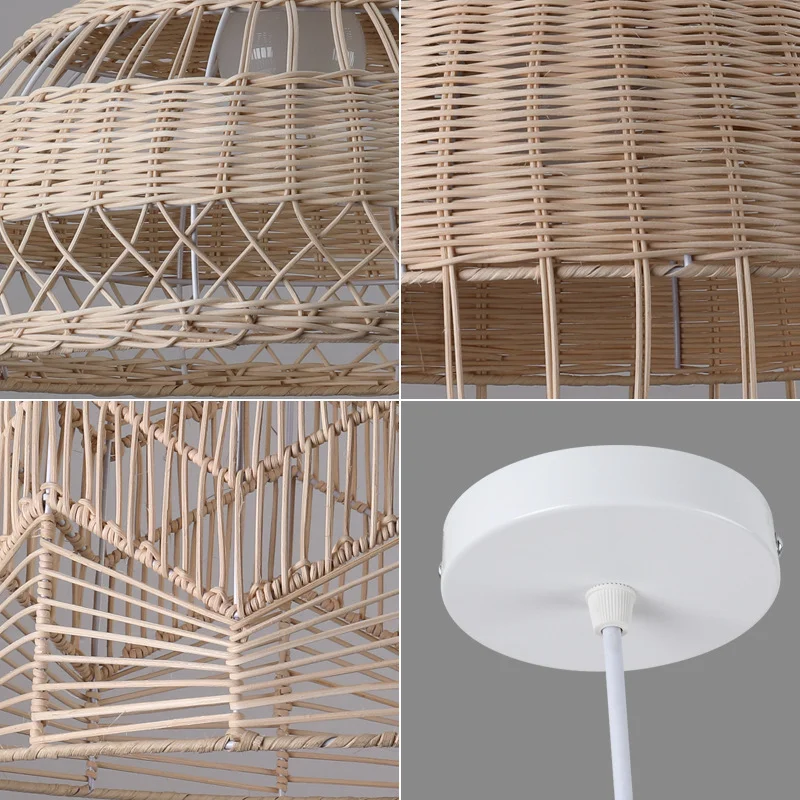 rattan handmade light lighting fixtures modern pendant hot selling Boho China reflector Pendant Lights Modern Crafts Lampshade