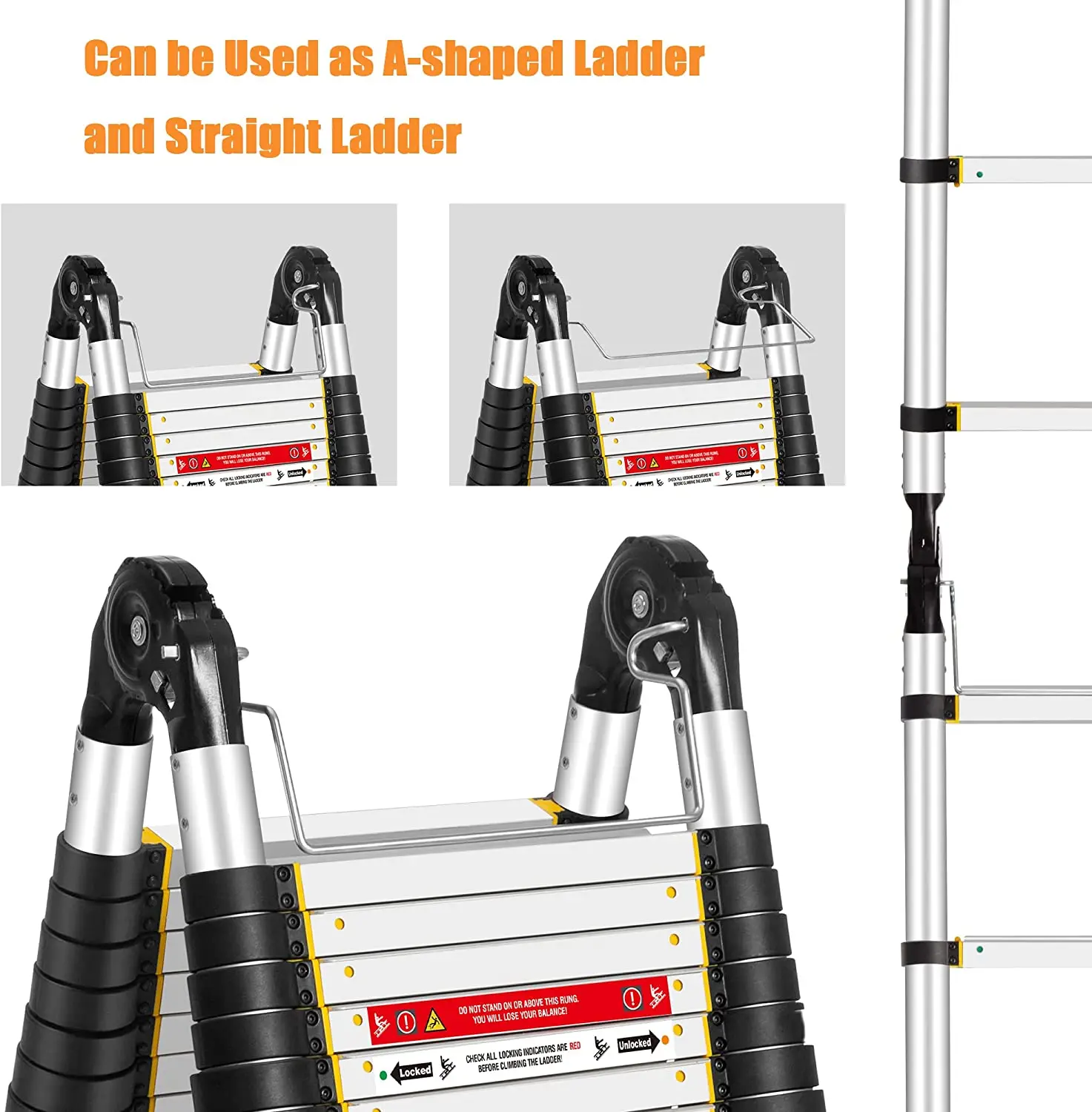 5.6m   Folding Step soft close Multi Purpose Aluminum Telescopic ladder