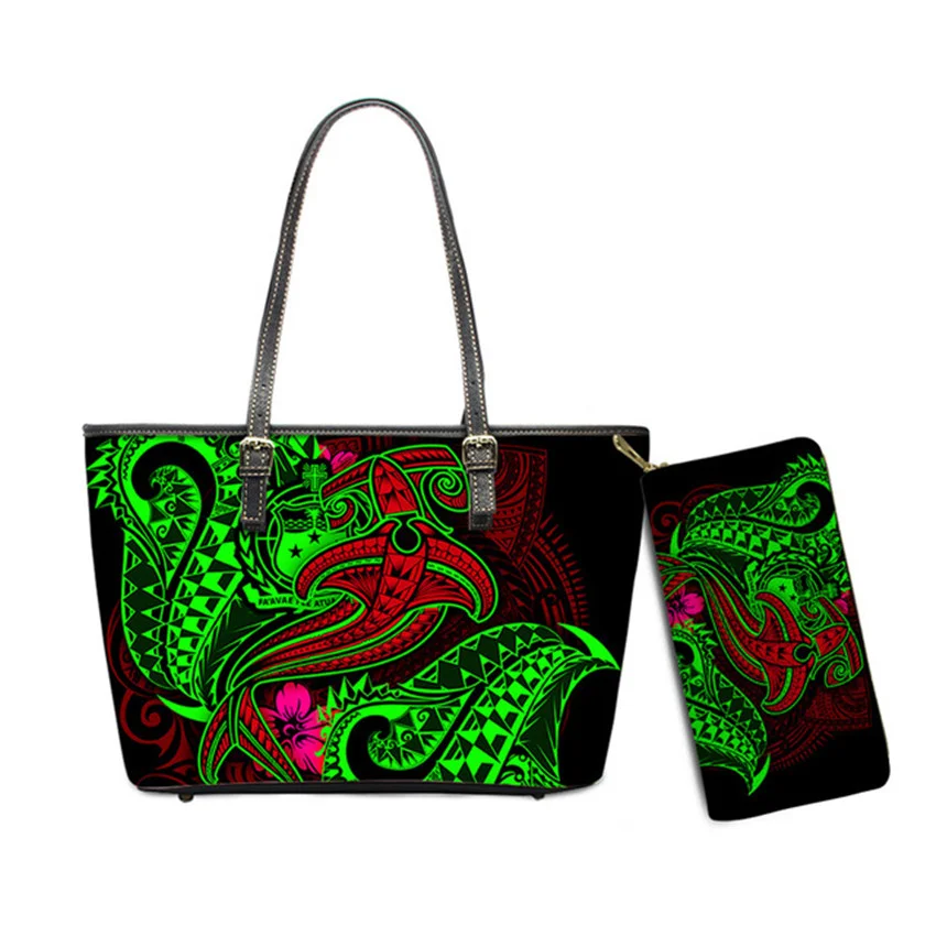 Custom Name Text Samoan Tribal Clutch Purses Handbag Set for Women Polynesian Designer Female Ladies Spring Summer Shoulder Bags