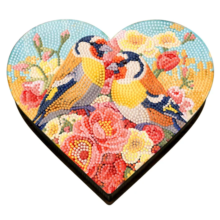 COOLEVE Factory Accepted Custom Diamond Painting DIY Storage Box Handmade Cartoon Design Wood Large Capacity Resin Crafts