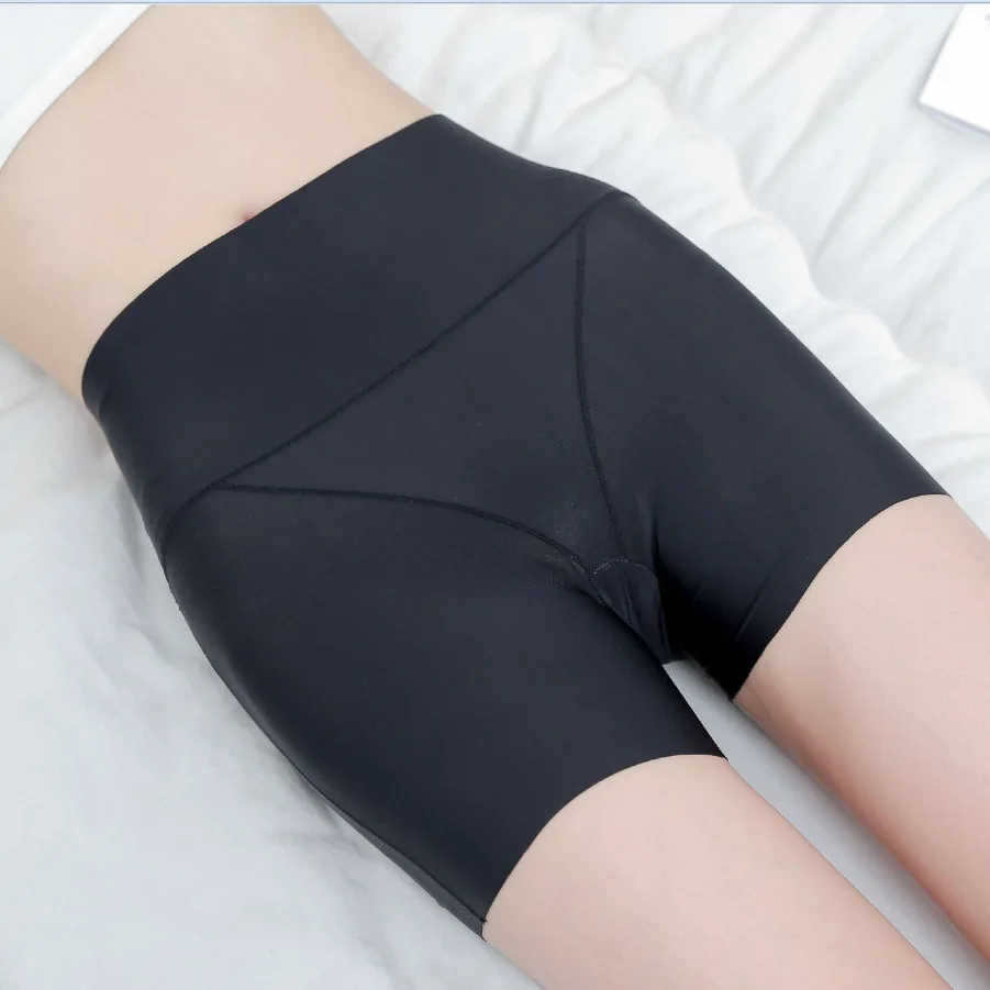 Women High Waist Slimming Tummy Control Knickers Icesilk Summer Dress Underpant Safety Underwear Boxer Boyshorts