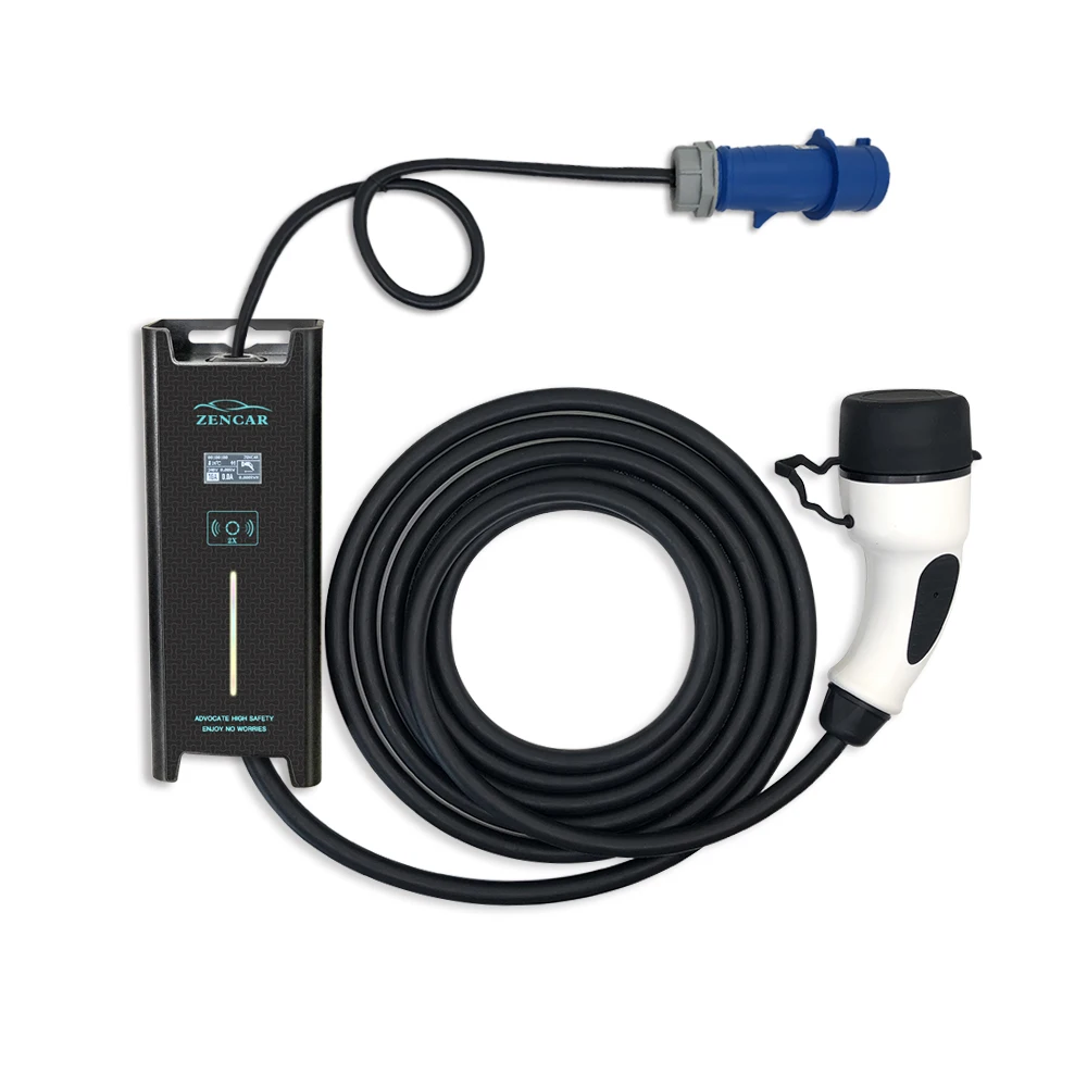 Level 2 charger 32A 7KW i3 charger Type 2 best plug in ev charging station with blue cee plug
