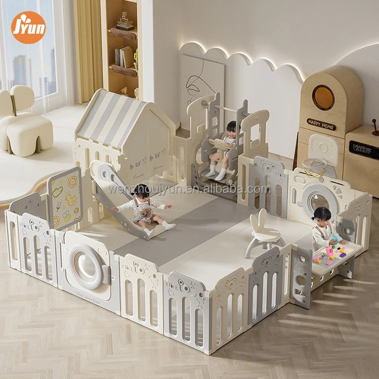 child foldable playpen fence play yard living room nursery kindergarten safety indoor playground kids plastic playpen