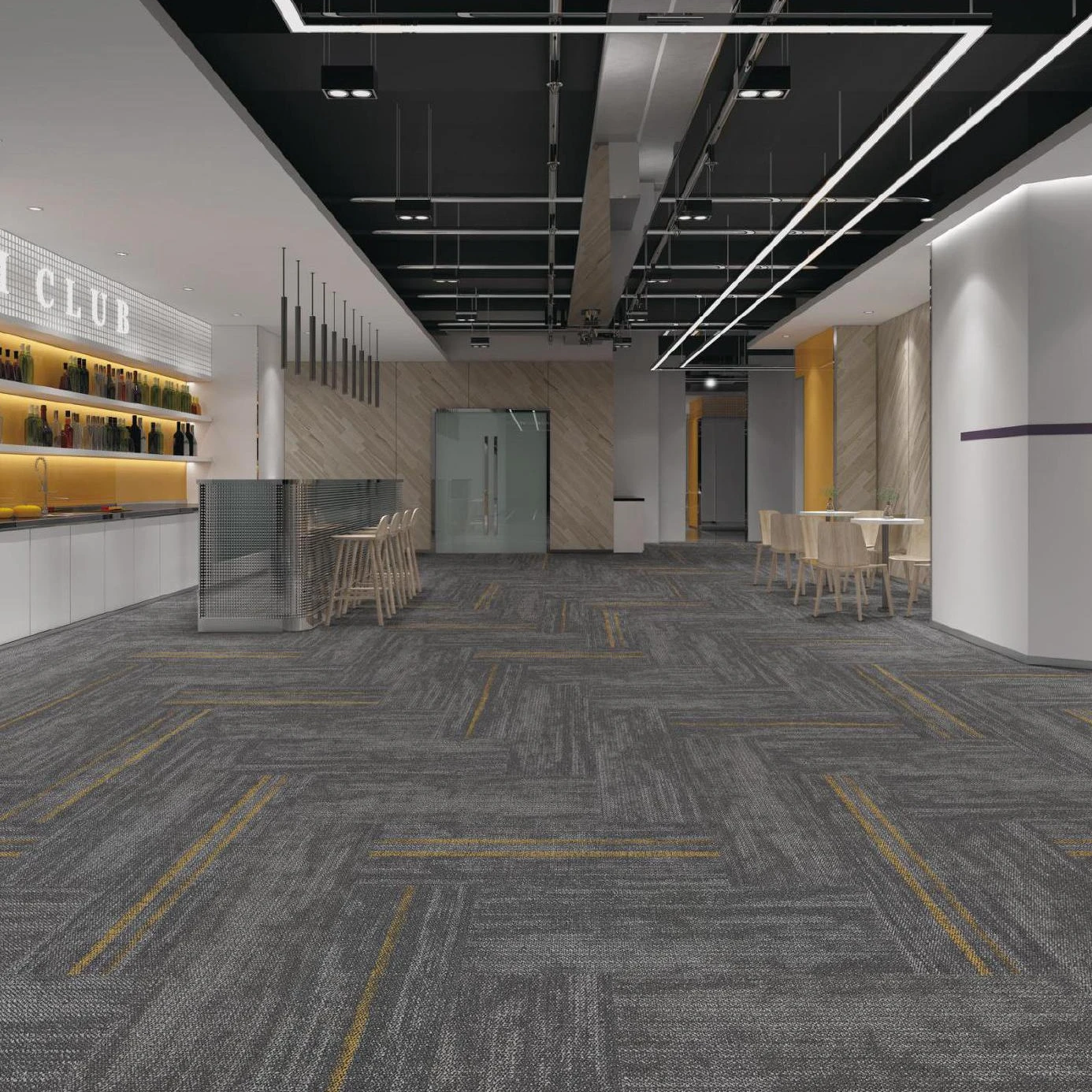 2023 New Product Factory Supplier Plencolor Nylon Carpet Tile Luxury Home Loop Pile Black Square PE Backing Carpet Tiles