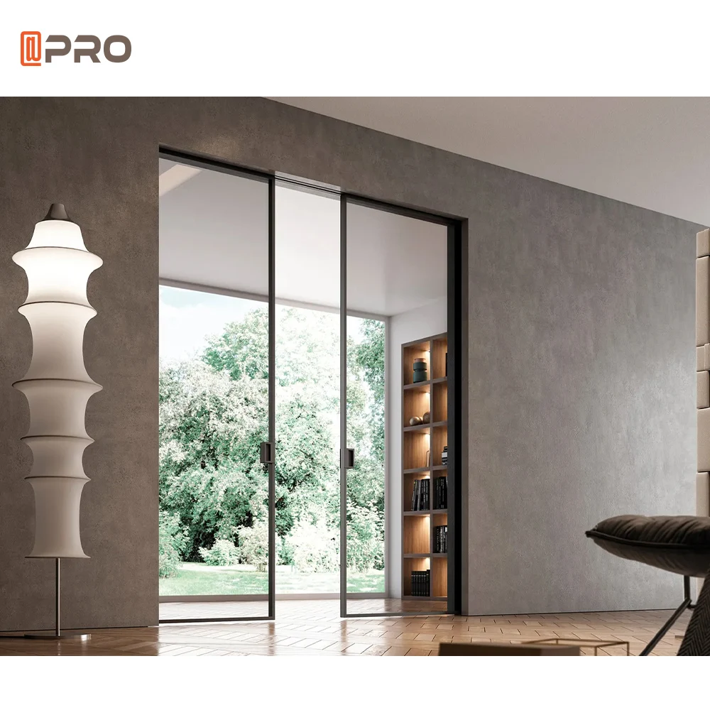 APRO modern pocket doors glass sliding pocket door hardware kit  aluminum frame sliding glass pocket doors system