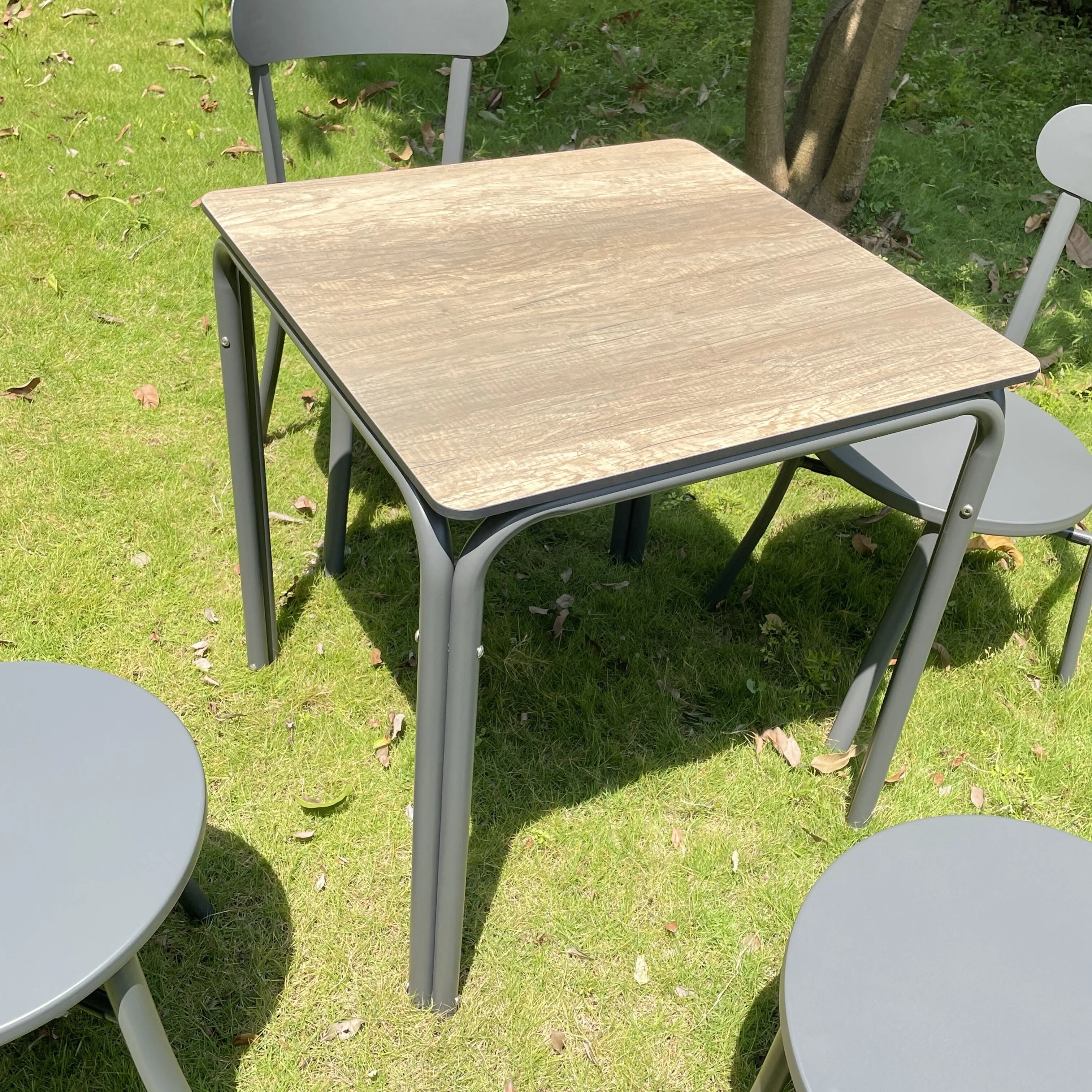 Outdoor Furniture Manufacturer Aluminium Square Table Patio Garden Restaurant Hotel Bistro Waterproof Dining Table With HPL Top