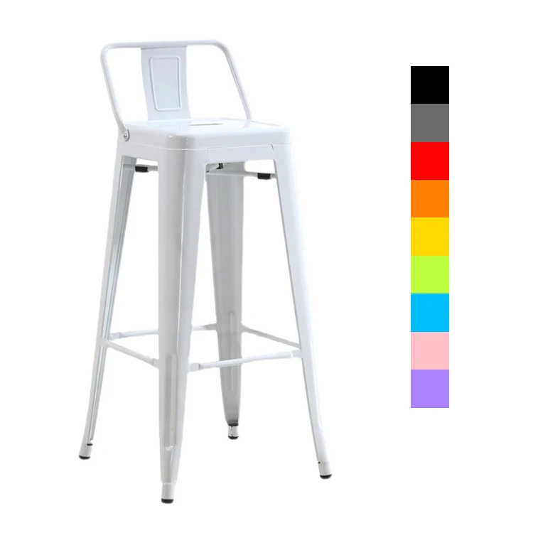 American Style Colorful Stackable Metal Bar Stool Chairs For Kitchen