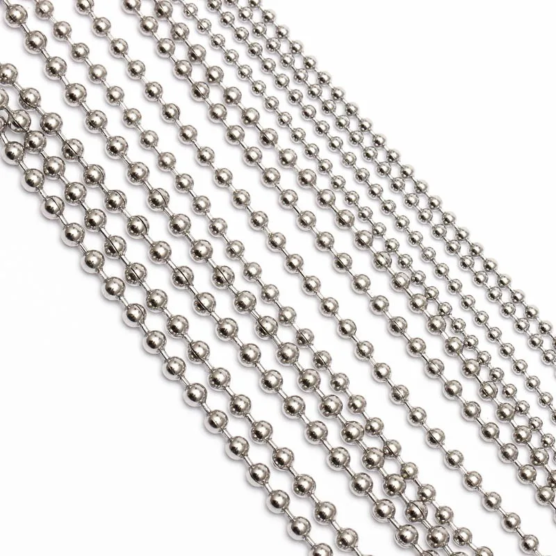 100 Feet Stainless Steel Ball Bead Chain 2.4 mm Adjustable Pull Chain Bead, with 30 PCS Matching Connectors for Jewelry Making