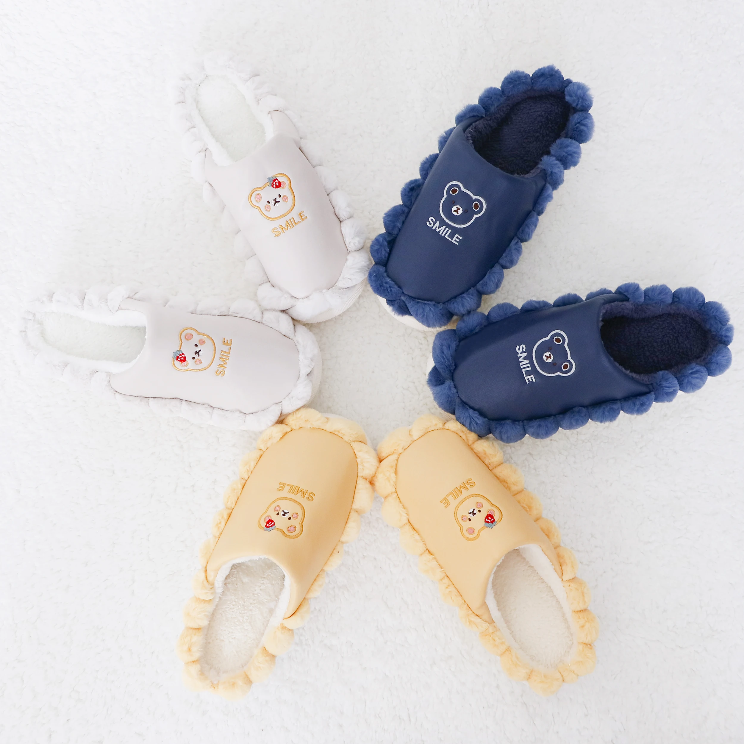 Newest Fashionable Winter Couple Animal Slides Fur Slippers