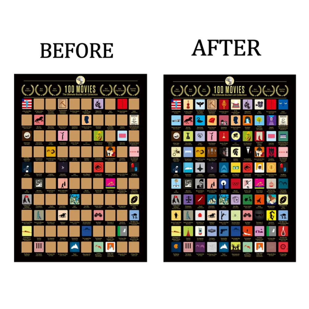 
2021 постер с царапинами на заказ художественная бумага 100 фильмов постер с царапинами постер с золотой фольгой 