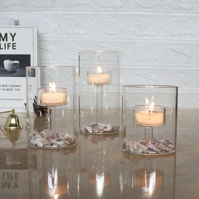 Wedding Decor Candle Jars Clear Empty Glass Cylinder Candles Holders