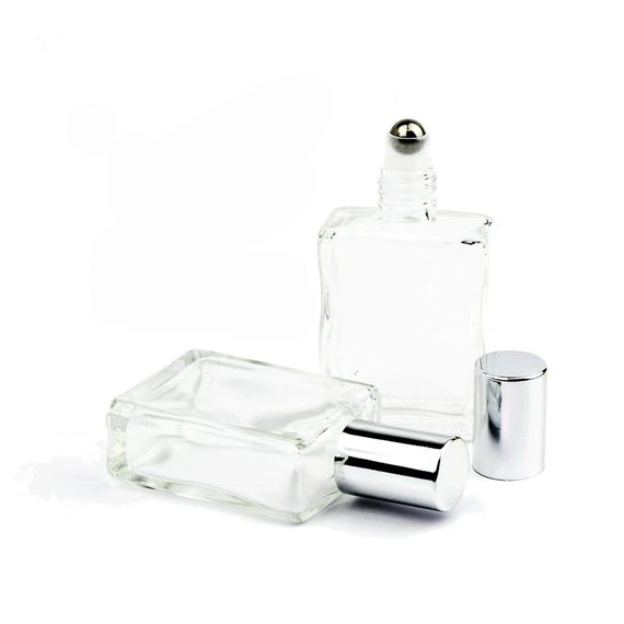 Custom color  Luxury Steel Ball 15ml 30ml 50ml  Perfume Essence Packaging Bottle Square Glass Roller Ball Bottle