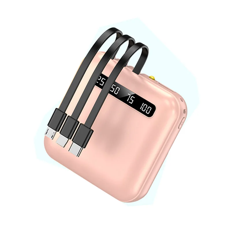 Small Promotional Gifts  10000mah Type-c Power Bank Battery Portable Charger OEM Power Banks with Three Cables