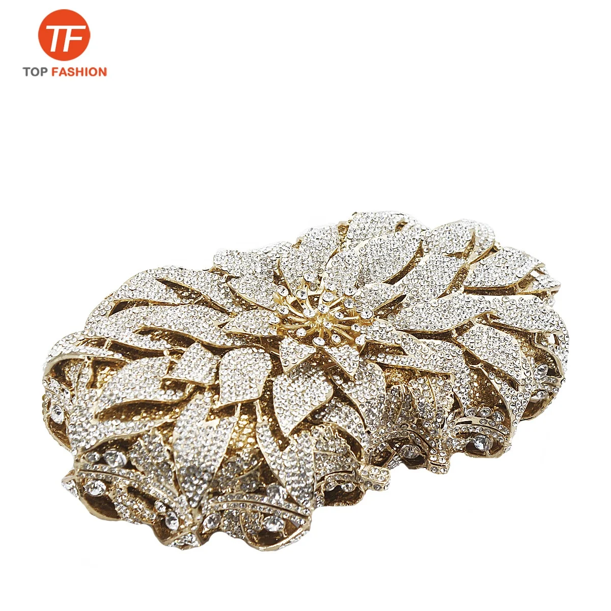 Factory Wholesales Designer Flowers Crystal Rhinestone Clutch Purse Formal Clutch Evening Bag Party Handbag