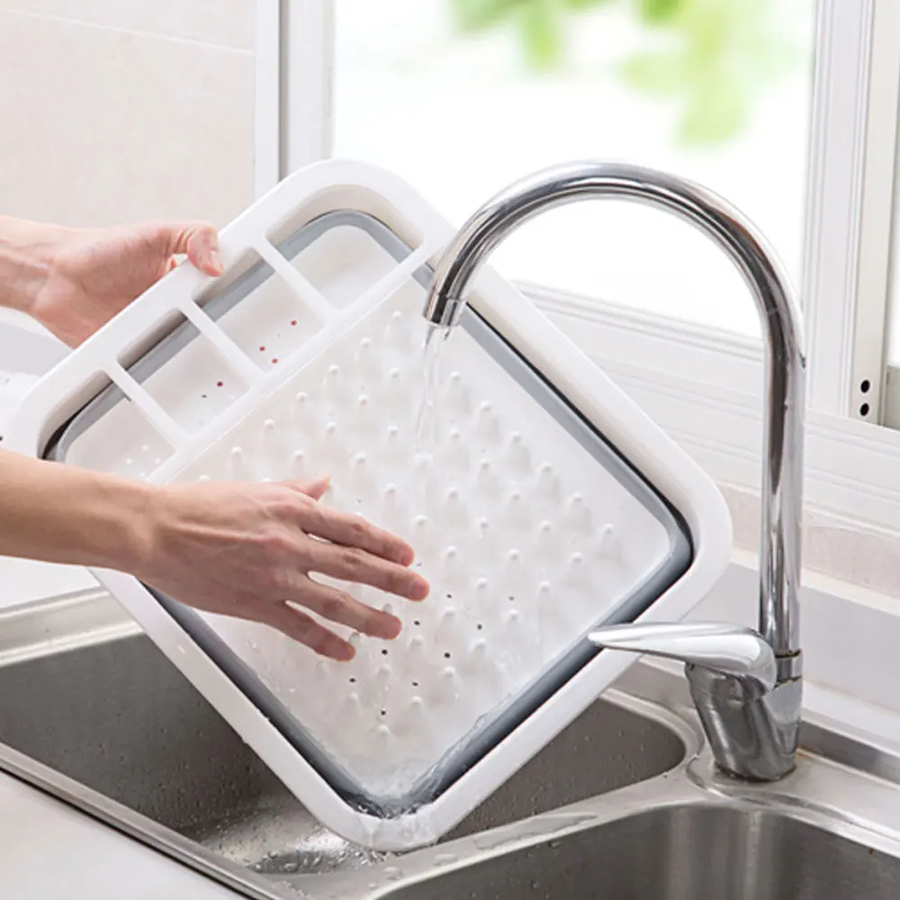 Многоразовый складной ситечко для мытья, силиконовый Слив для продуктов, складной дуршлаг