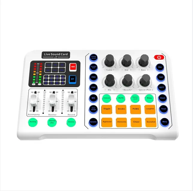 M6 Professional Live Sound Card Noise Reduction Sound Mixer Board Lighting Effect Live Sound Card Voice Changer