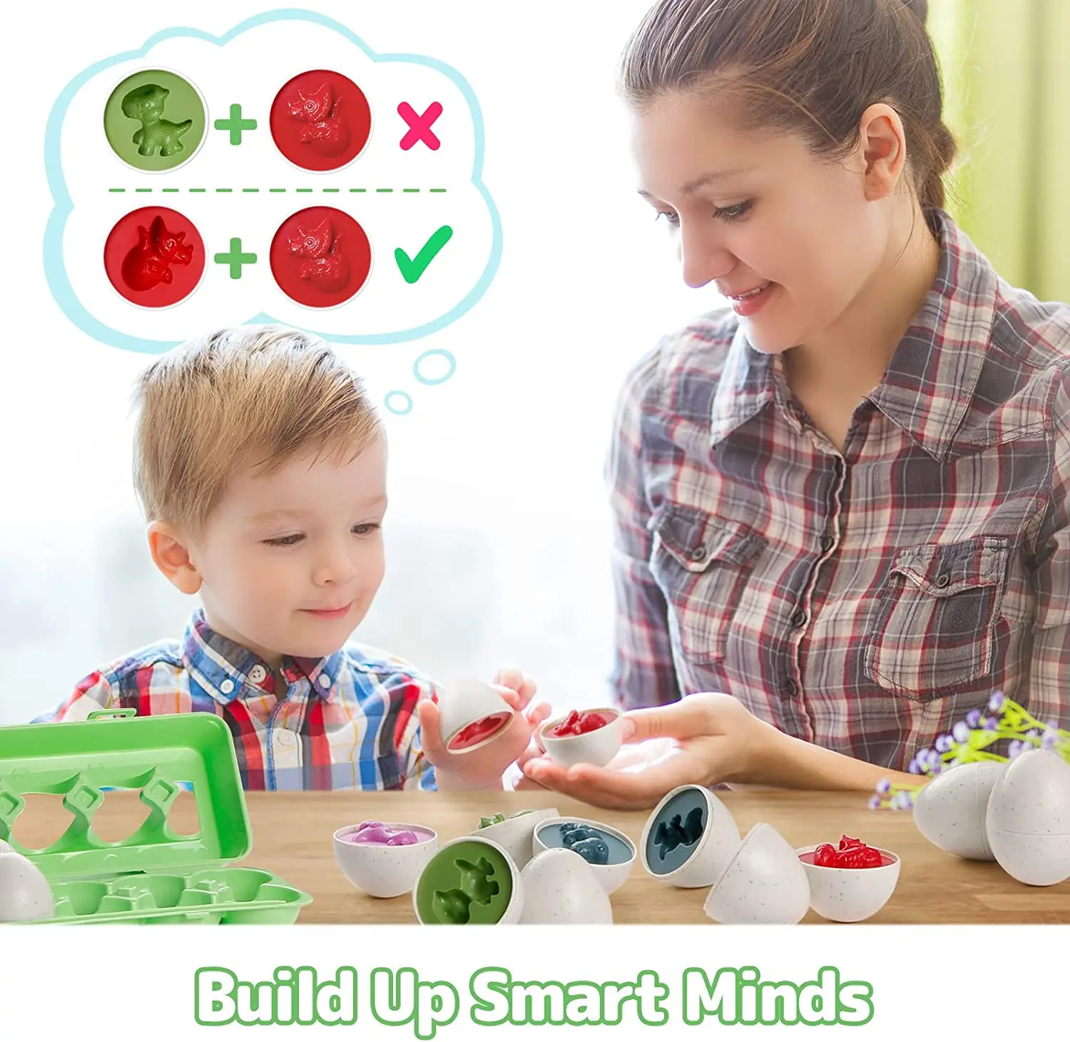 12 Pack Dinosaur Matching Eggs Easter Eggs STEM Toys for Kids Boys Girls Toddlers Party Favors Birthday Gifts