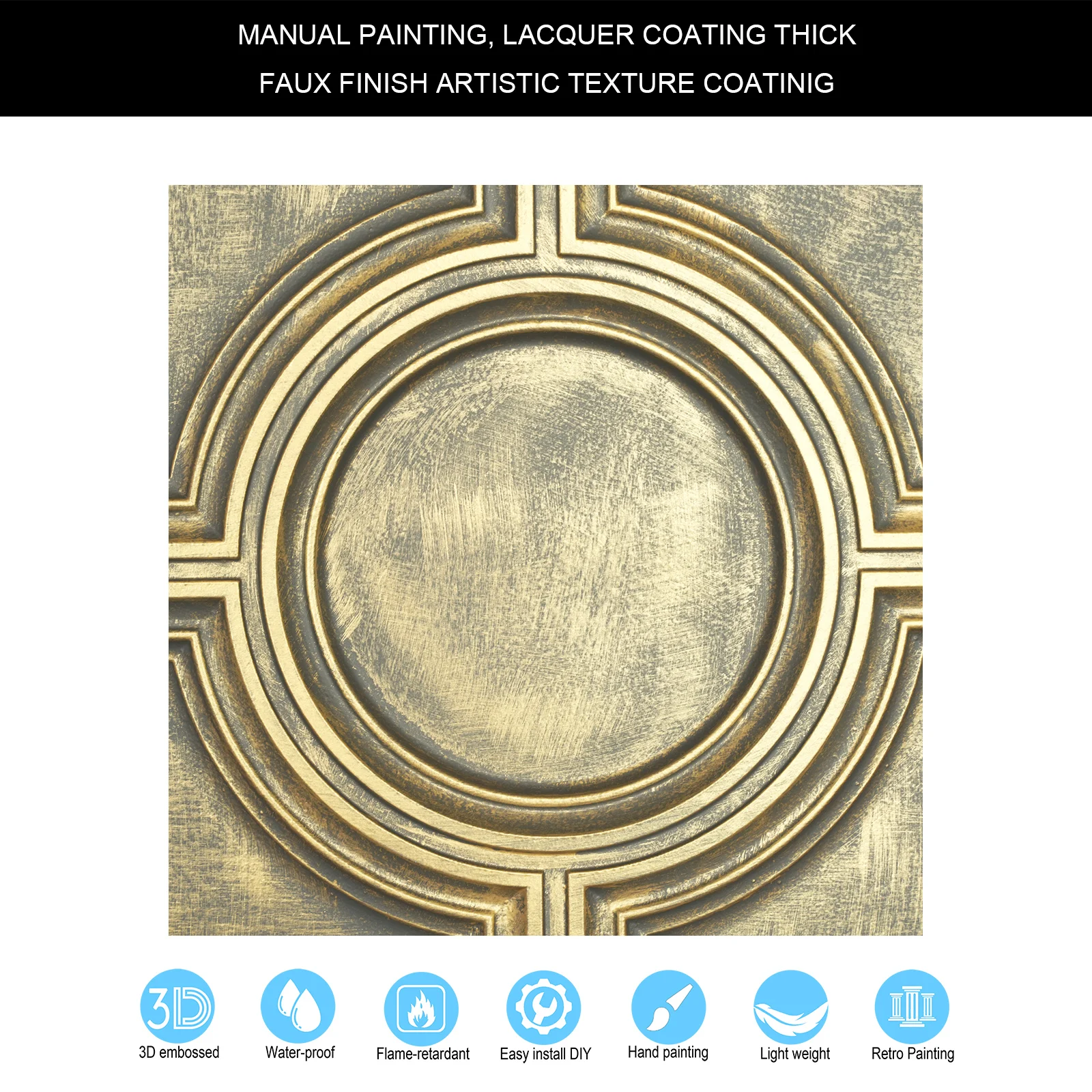 Artistic 3D ceiling tile verdigris patina Architectural wall panels wall decor for Cafe Club HOTEL PL37 Ancient gold