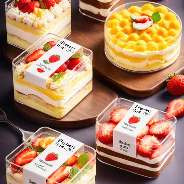 New Design Plastic Dessert Sweet Containers Tiramisu Biscuit Box Cookie Pastry Packaging Favor Square Cube Acrylic Candy