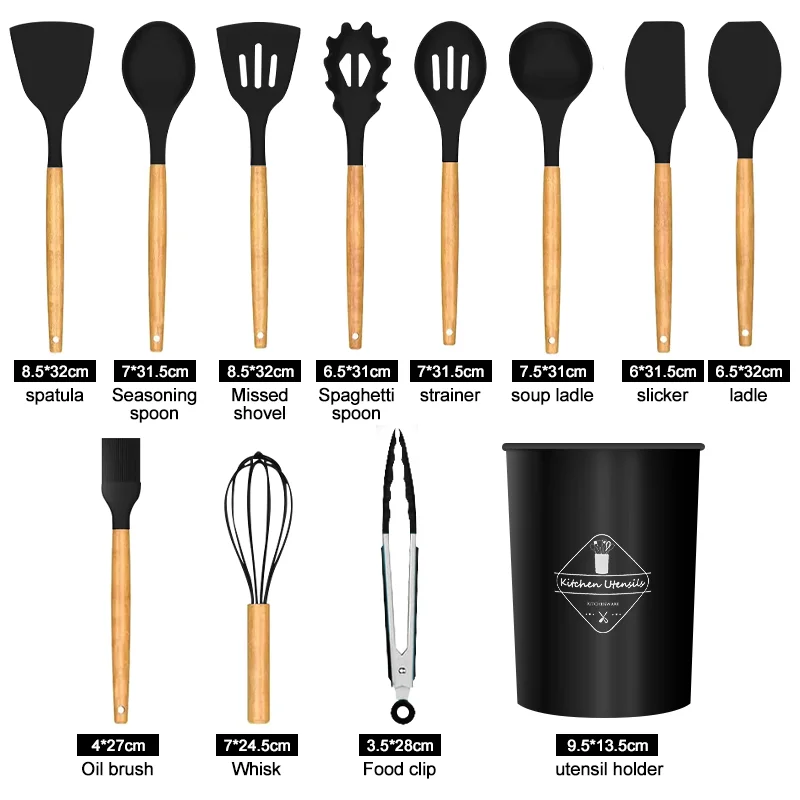 Custom Hot Sale Heat Resistant  Silicone Kitchen Utensils Wholesale Silicone Kitchenware