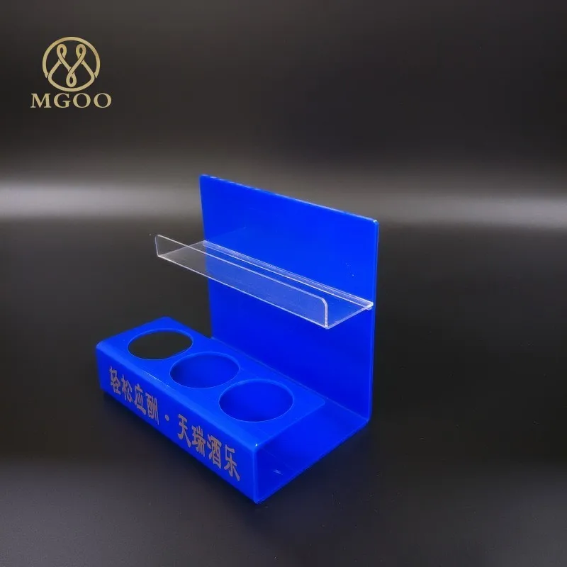 Custom  Countertop 3 Bottles Acrylic Beverages Drink Display Stand