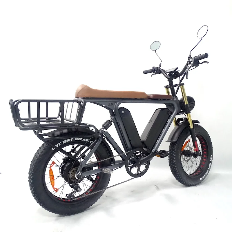 20 inch fat tire bike electric food delivery 1000v 48v 22ah dual lithium batteries cargo ebike  electric cargo bike