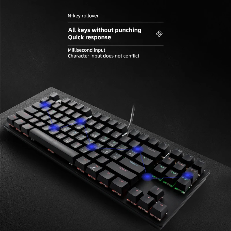 Manufacturer customized Arabic mechanical keyboard OEM OEM LED RGB Mechanical Gaming Keyboard