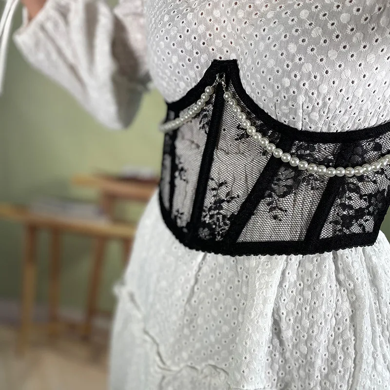 Underbust Waist Corset Belt Lace Open Cup Decorative Corset Short Torso Underwire Boned Underboob Waist Cincher