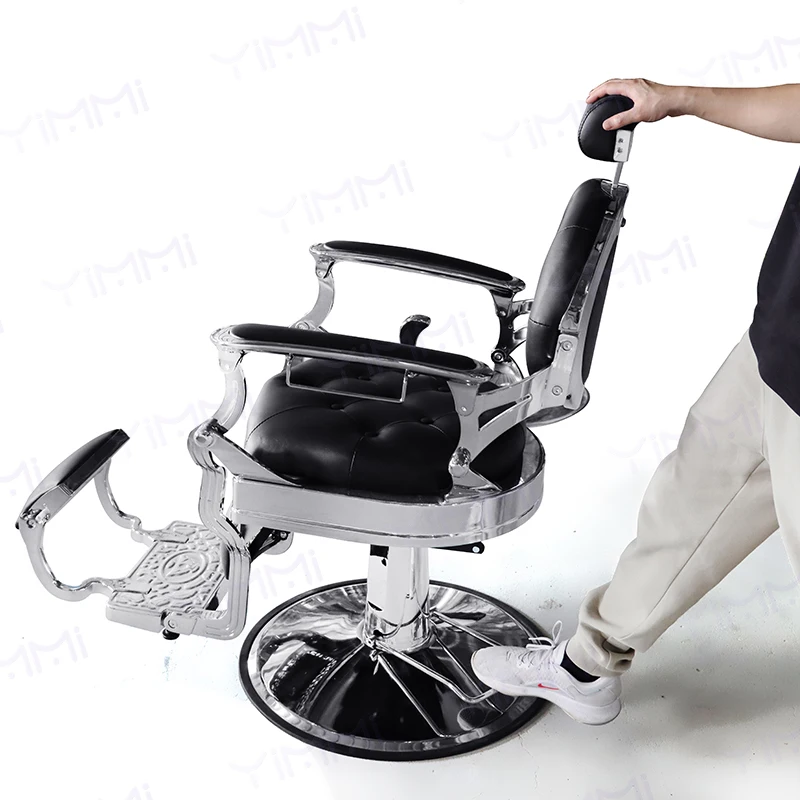 Yimmi Vintage Hair Salon Chair Reclining Barbershop Chair Beauty Salon Furniture Black Barber Chair
