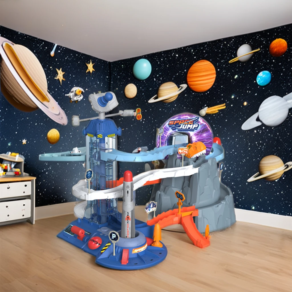 Assemble space explore theme track toy car track plastic with mini alloy car