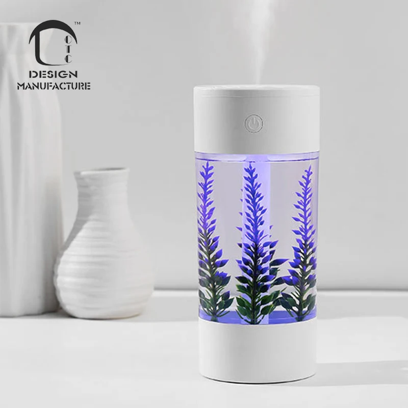company new design home decor USB ABS 360ml mini plant view  Air Humidifier with 7 LED nights lamp