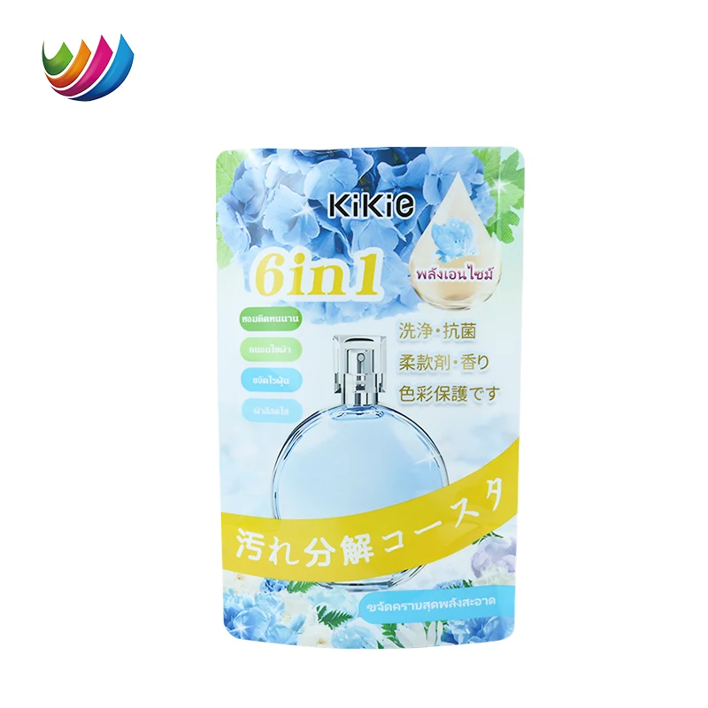 Custom Printed Plastic Detergents Stand Up Fabric Softener Laundry Detergent Laundry Care Solution Package Bag
