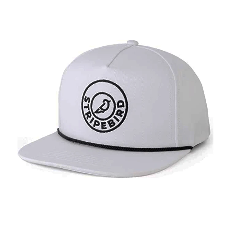 custom logo 5 panel rope on flat brim bill embroidery sport snapback hat wholesale rope on brim vintage acrylic snapback hats
