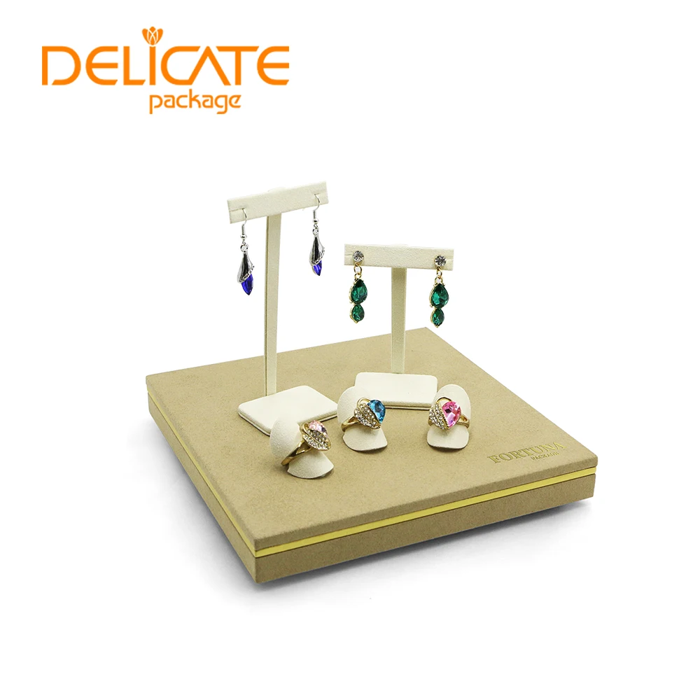 Wholesale Earrings Necklace Bust Wooden Jewelry Display Stand Set Custom Logo Microfiber Jewelry Display Stand Holder