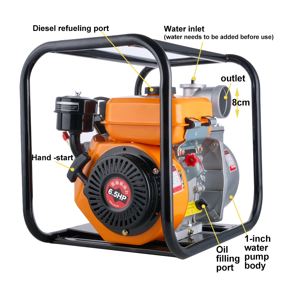 3-дюймовый дизельный водяной насос 6.5HP для сельскохозяйственных ирригационных дизельных топливных насосов