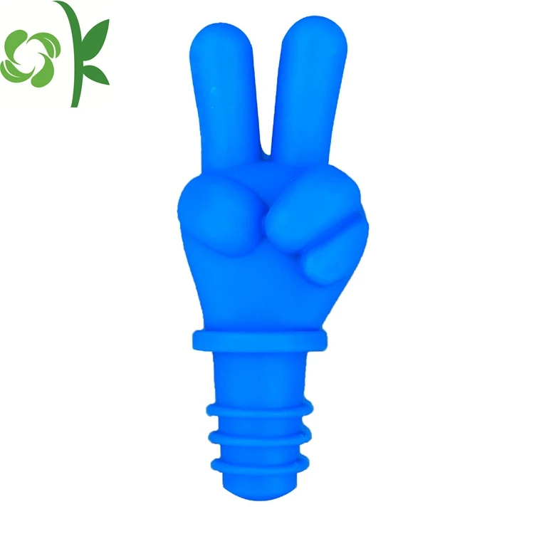 OKSILICONE Solid Color Funny 3D Finger Shape Silicone Wine Stoppers to Keep Beer Fresh