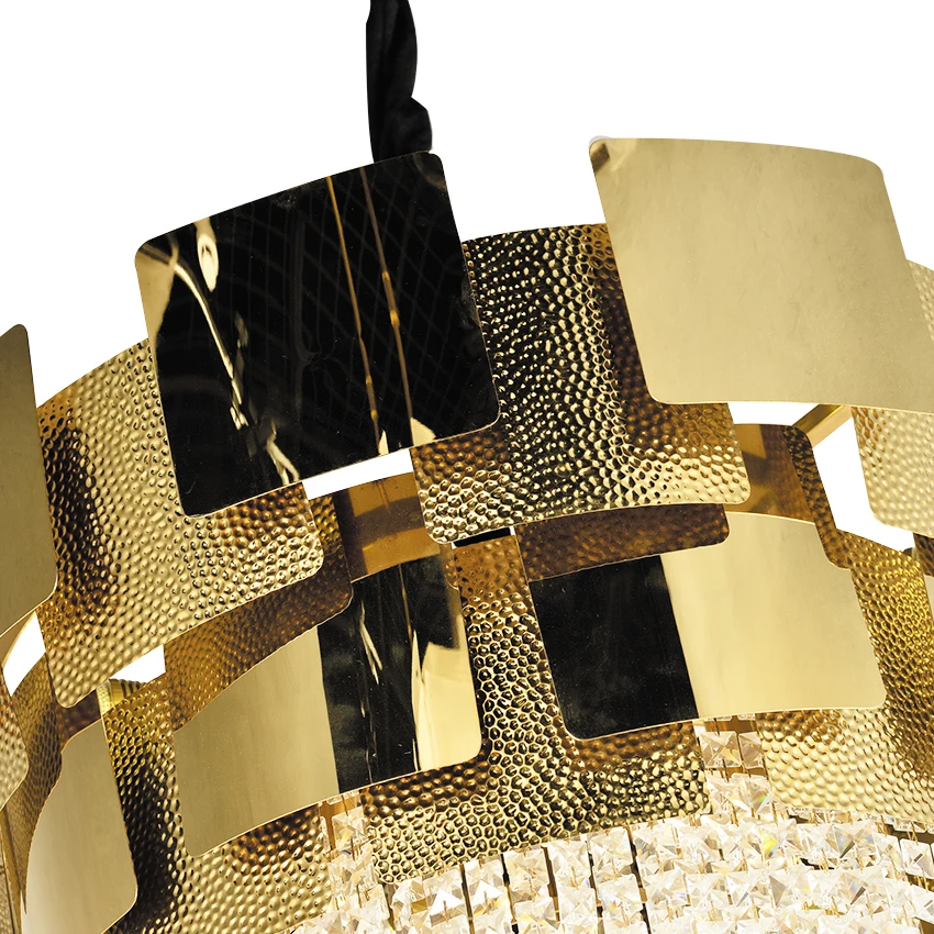 Modern hotel living room luxury rectangular round gold high class k9 crystal chandelier
