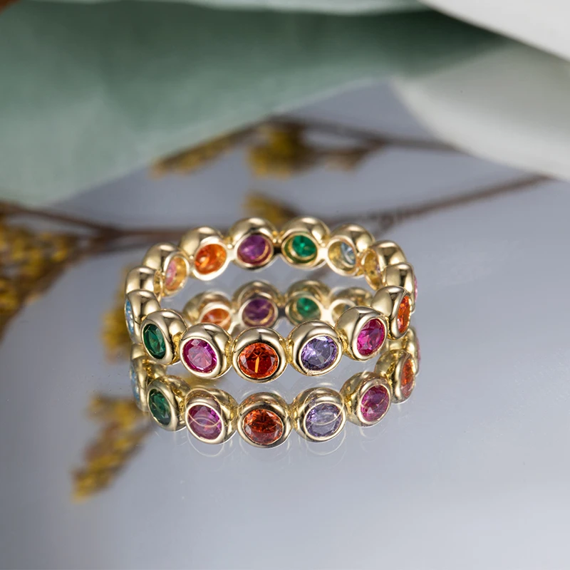 diseo de joyas New Trendy Fine Colours Cz Diamonds Lab Gemstones Ring Jewelry Sterling 925 Gold Silver Plated Rings For Women