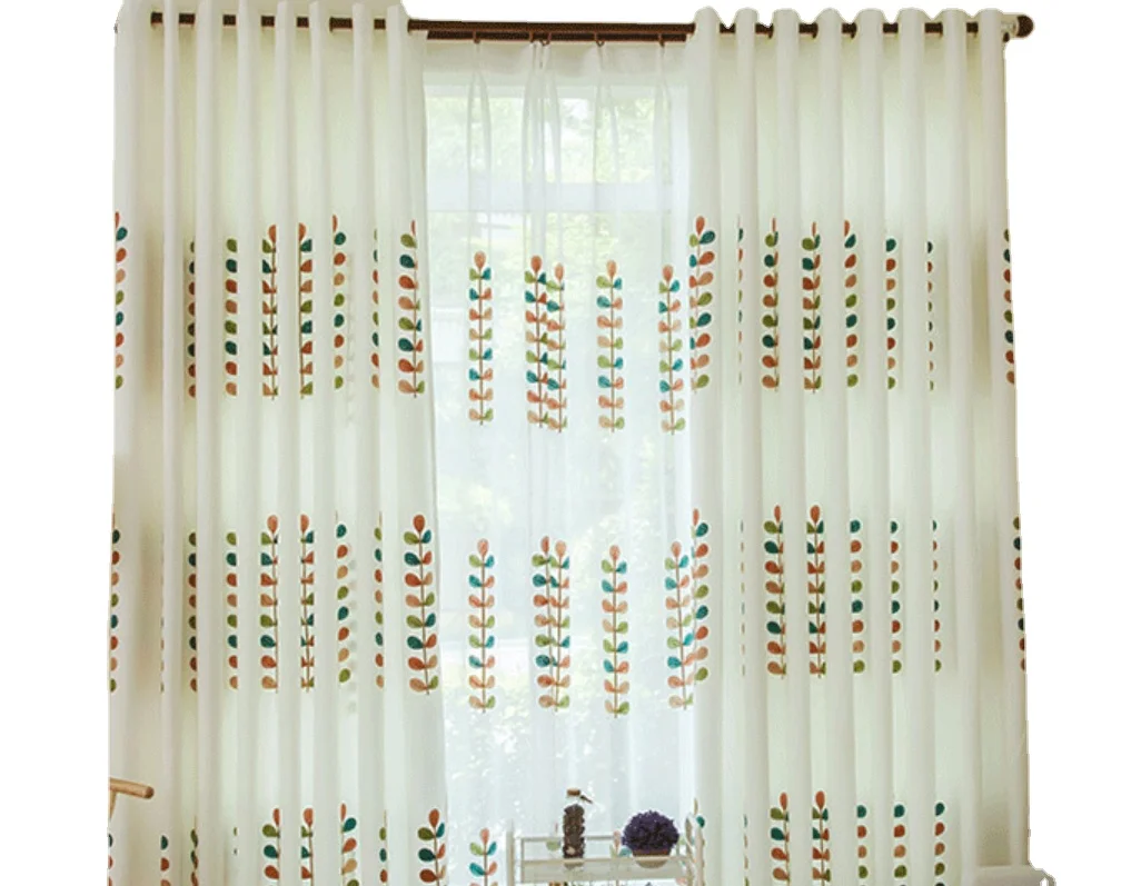 Прозрачные Занавески, шторы с вышивкой в виде цветов для гостиной, спальни, простой стиль