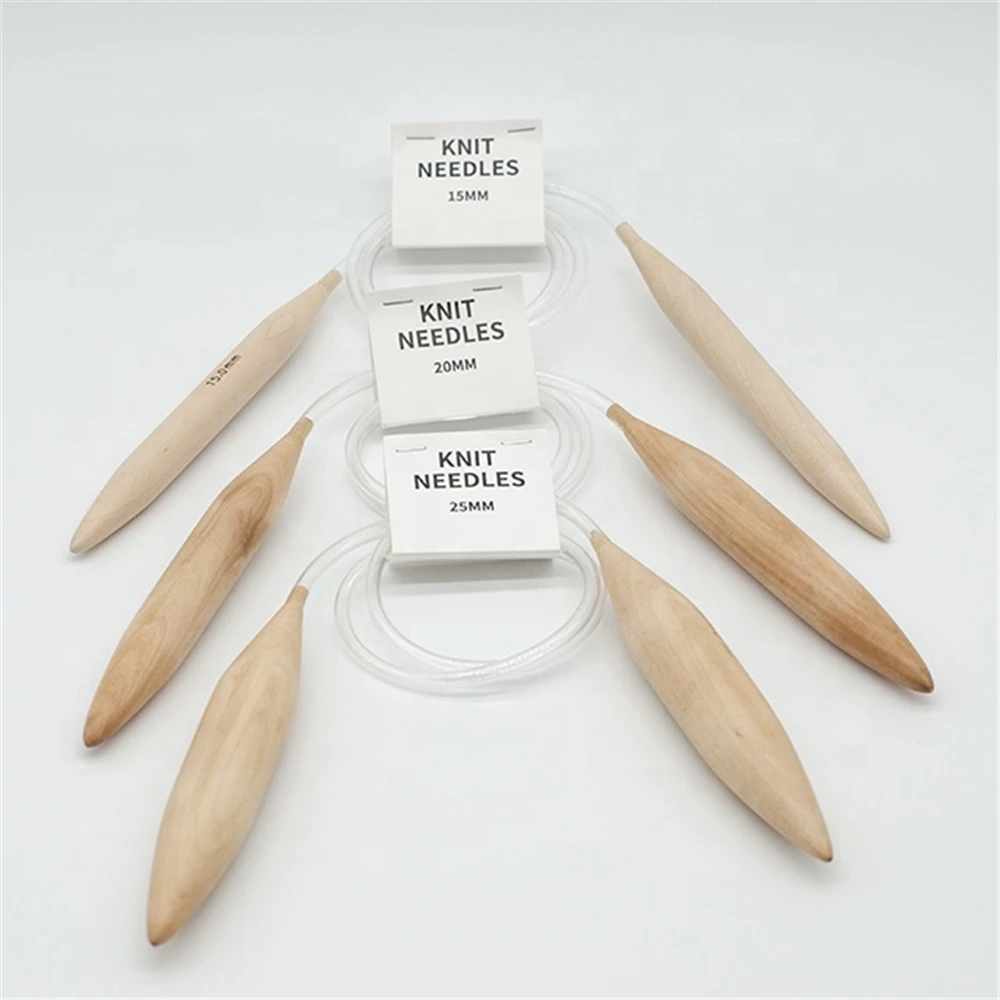Plastic Tube Jumbo Wooden Circular Knitting Needles 20mm