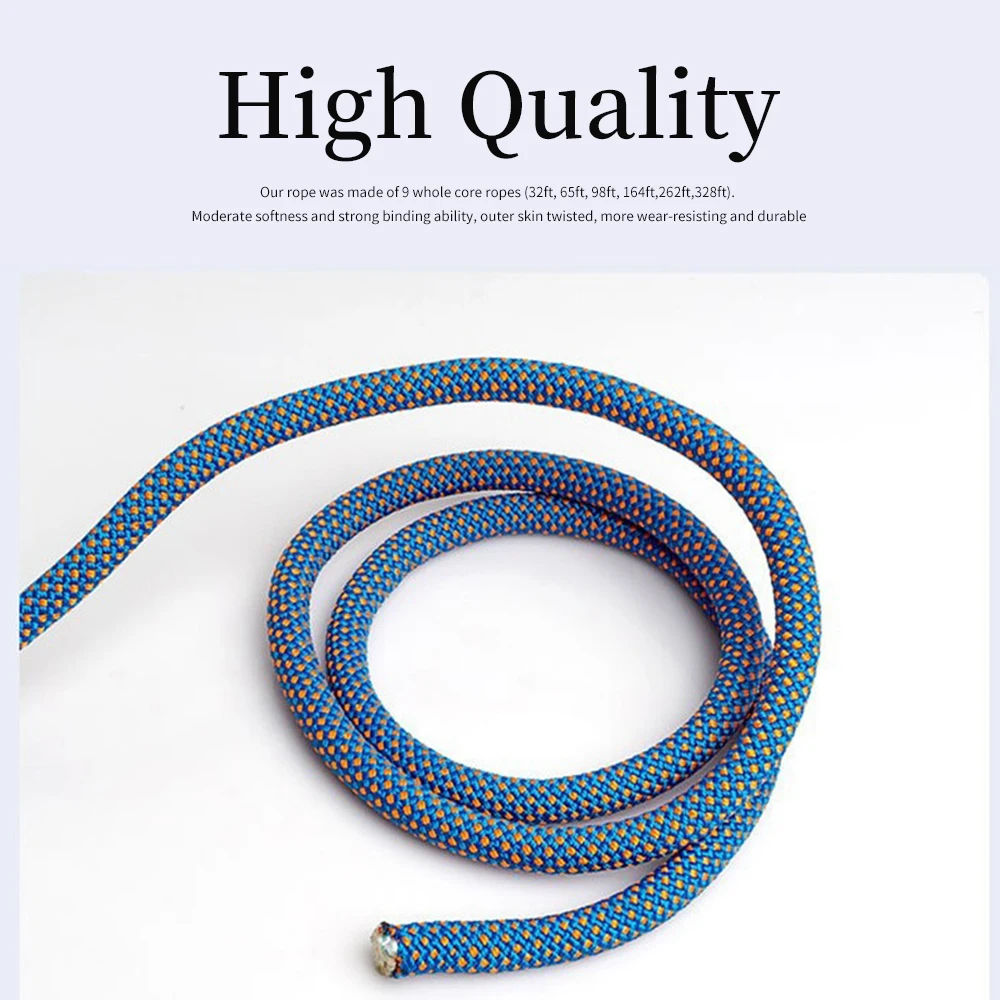 Creclean For Rappelling Fitness Rock Climbing Braided Ropes Outdoor Fire Escape Safety Rope With 2 Steel Hooks