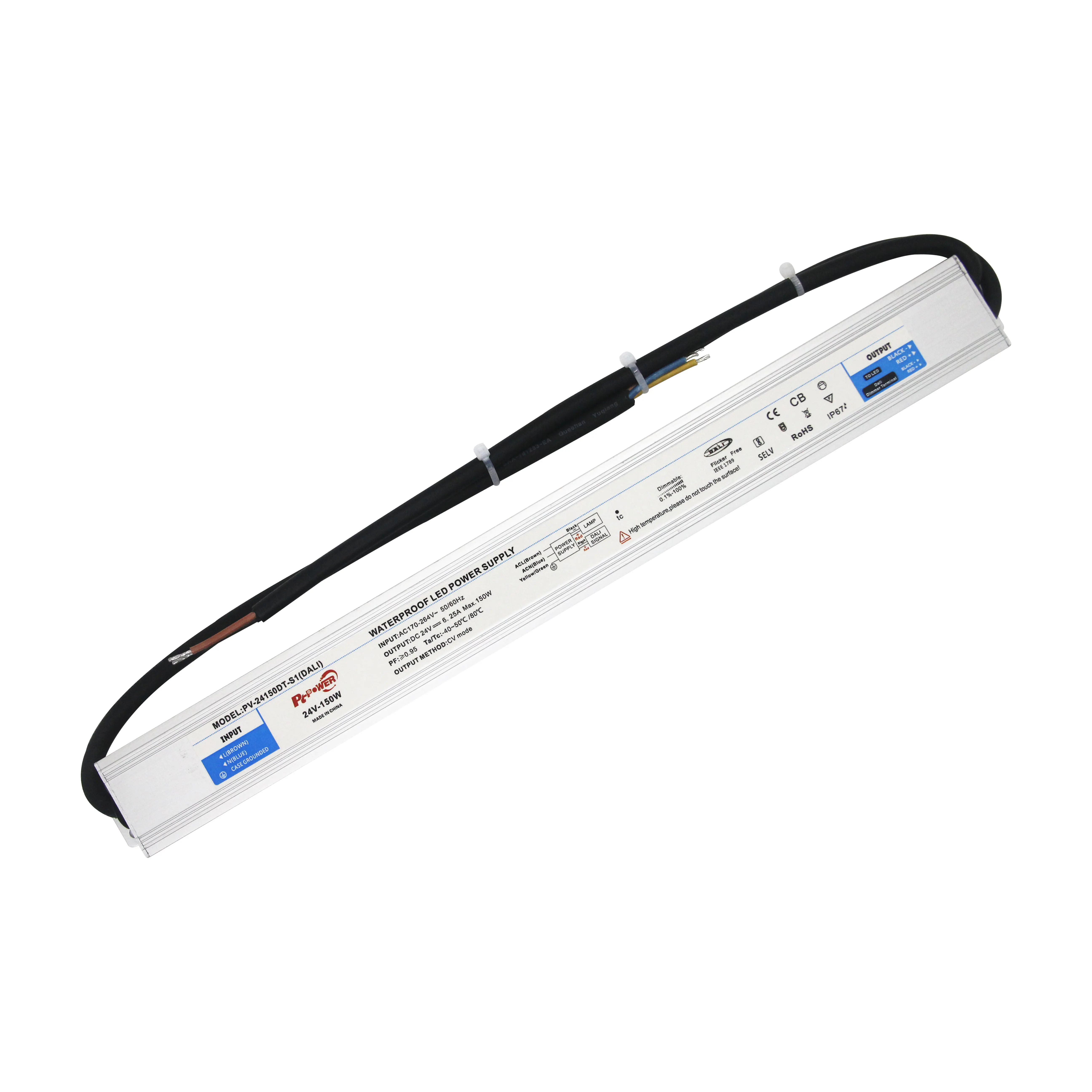 IP67 светодиодный драйвер 150W адаптер питания 100-240vac 24vdc с цифровым адресным интерфейсом постоянное напряжение трансформатора для led модуль полосы света