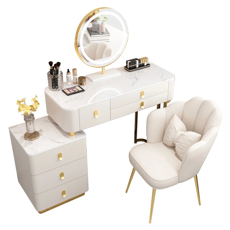 Wireless Charge Modern Style Furniture Vanity Makeup Dresser Set Design Metal Feet Bedroom Dressing Table with LED Mirror