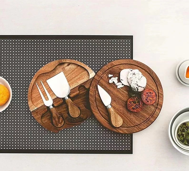 High Quality Wooden Cheese Board Pizza tray Round Western Steak Tray Rotating Cheese  Board